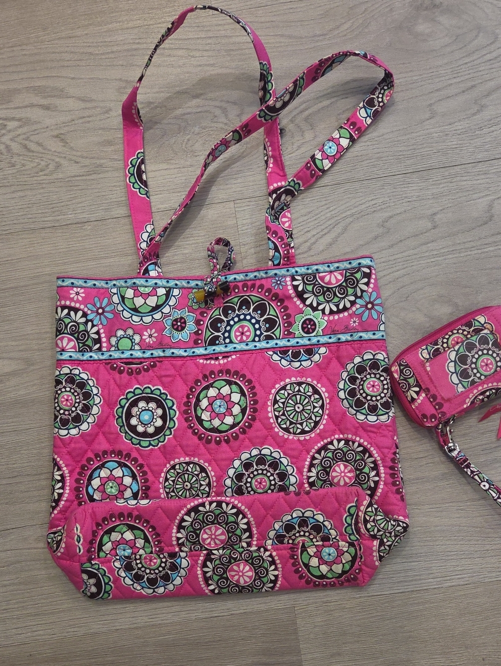 Vera Bradley Hot Pink Quilted Floral Medallion Tote w/wallet